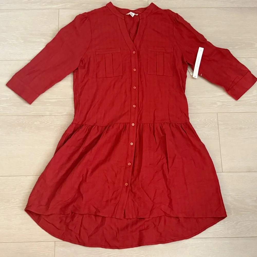 Caslon Women's High Low Red Orange Dress - Picture 4 of 10